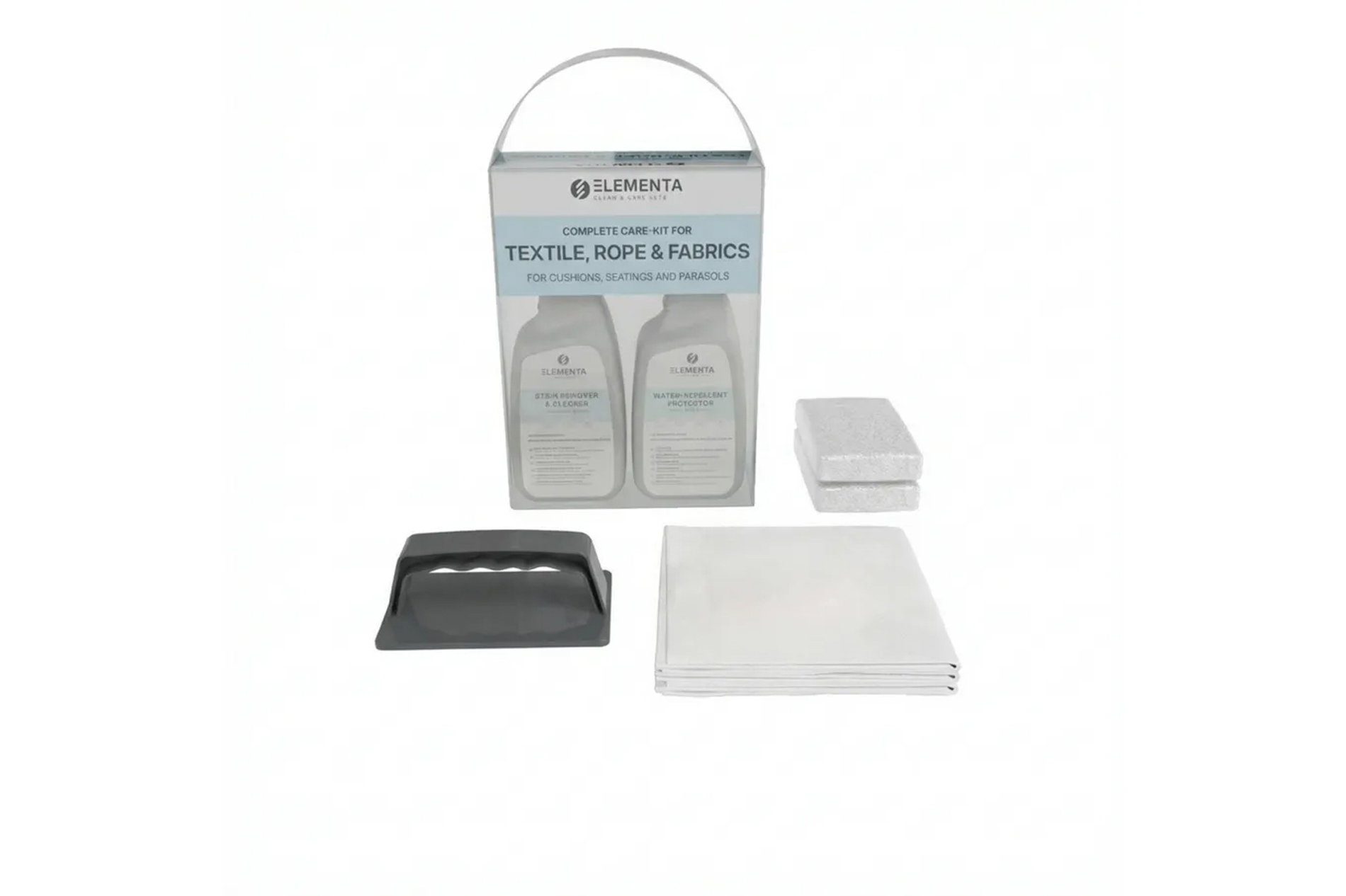 ELEMENTA Fabrics KITS 3-in-1 Box Pflegemittel für Textilien & Stoffe, 2x 750 ml, Cleaner & Protector